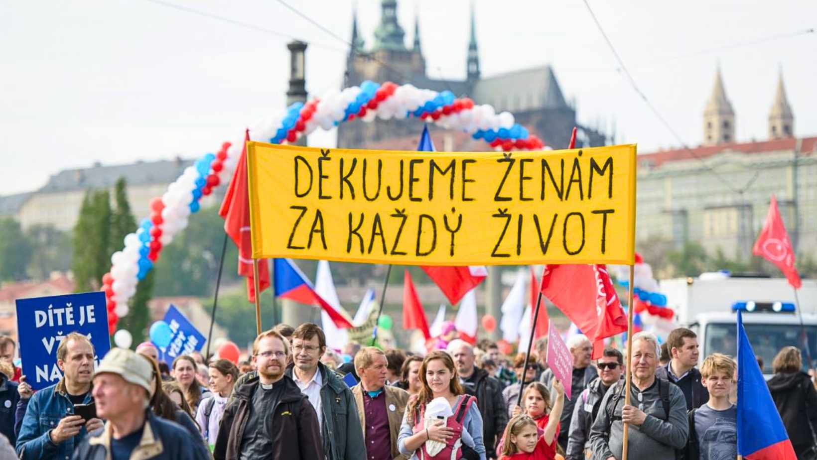 March for Life and Feminist Protest Take Over Prague Streets